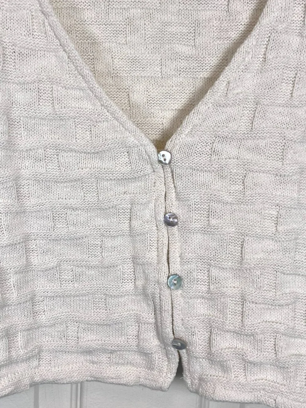 Madewell Basketweave-Stitch Vest  Cropped Cream Size XL